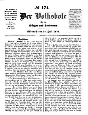 Der Volksbote für den Bürger und Landmann Mittwoch 27. Juli 1853