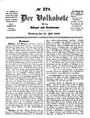 Der Volksbote für den Bürger und Landmann Sonntag 31. Juli 1853