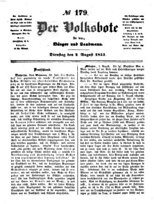 Der Volksbote für den Bürger und Landmann Dienstag 2. August 1853