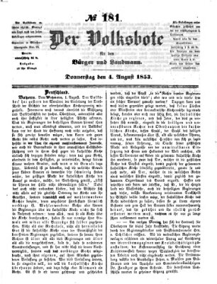 Der Volksbote für den Bürger und Landmann Donnerstag 4. August 1853