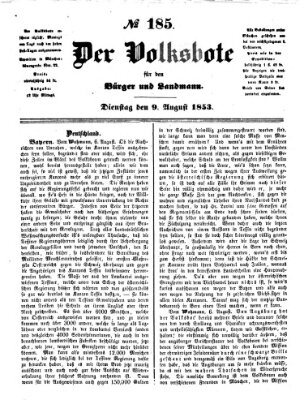 Der Volksbote für den Bürger und Landmann Dienstag 9. August 1853