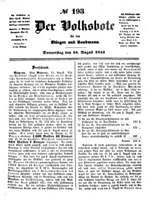 Der Volksbote für den Bürger und Landmann Donnerstag 18. August 1853