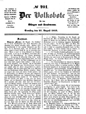 Der Volksbote für den Bürger und Landmann Samstag 27. August 1853