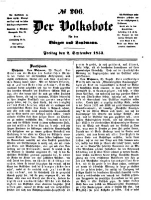 Der Volksbote für den Bürger und Landmann Freitag 2. September 1853