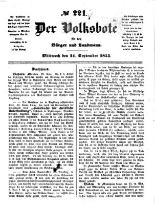 Der Volksbote für den Bürger und Landmann Mittwoch 21. September 1853