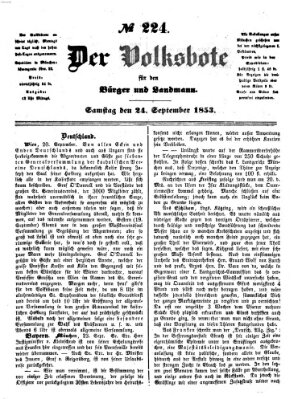 Der Volksbote für den Bürger und Landmann Samstag 24. September 1853