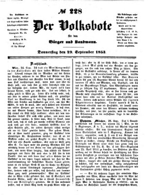 Der Volksbote für den Bürger und Landmann Donnerstag 29. September 1853