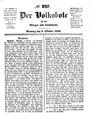 Der Volksbote für den Bürger und Landmann Sonntag 9. Oktober 1853