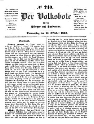 Der Volksbote für den Bürger und Landmann Donnerstag 13. Oktober 1853