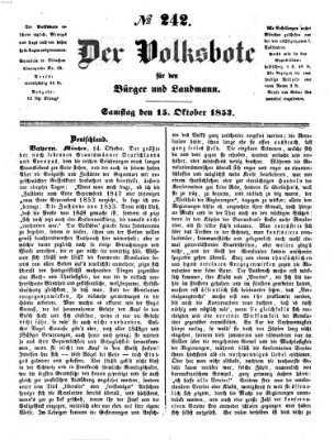 Der Volksbote für den Bürger und Landmann Samstag 15. Oktober 1853