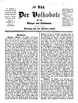 Der Volksbote für den Bürger und Landmann Dienstag 18. Oktober 1853