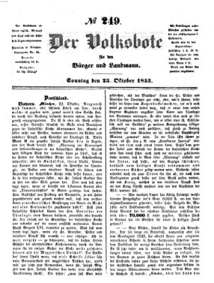 Der Volksbote für den Bürger und Landmann Sonntag 23. Oktober 1853