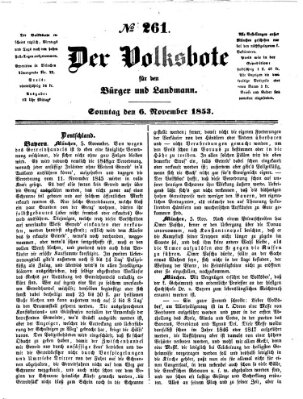 Der Volksbote für den Bürger und Landmann Sonntag 6. November 1853