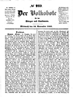 Der Volksbote für den Bürger und Landmann Mittwoch 16. November 1853