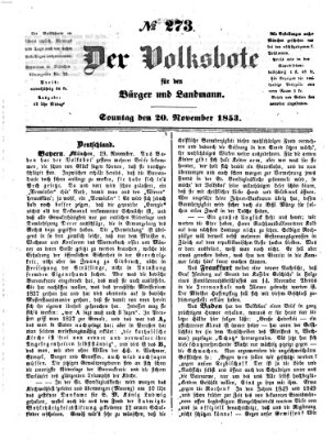 Der Volksbote für den Bürger und Landmann Sonntag 20. November 1853