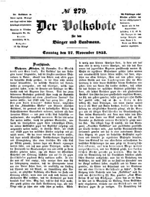 Der Volksbote für den Bürger und Landmann Sonntag 27. November 1853