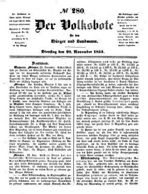 Der Volksbote für den Bürger und Landmann Dienstag 29. November 1853