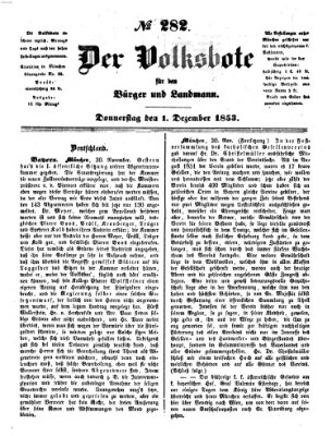 Der Volksbote für den Bürger und Landmann Donnerstag 1. Dezember 1853