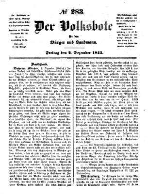 Der Volksbote für den Bürger und Landmann Freitag 2. Dezember 1853