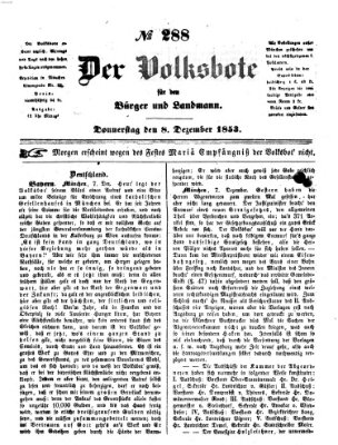 Der Volksbote für den Bürger und Landmann Donnerstag 8. Dezember 1853