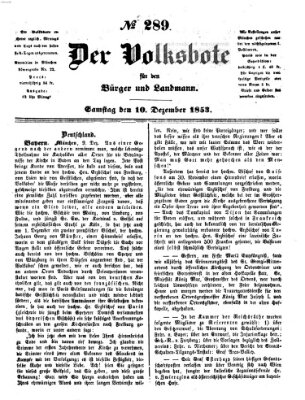 Der Volksbote für den Bürger und Landmann Samstag 10. Dezember 1853