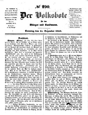 Der Volksbote für den Bürger und Landmann Sonntag 11. Dezember 1853