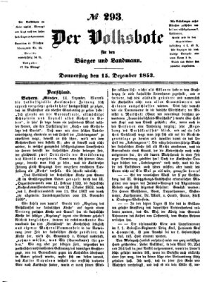 Der Volksbote für den Bürger und Landmann Donnerstag 15. Dezember 1853