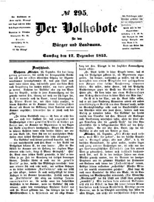 Der Volksbote für den Bürger und Landmann Samstag 17. Dezember 1853