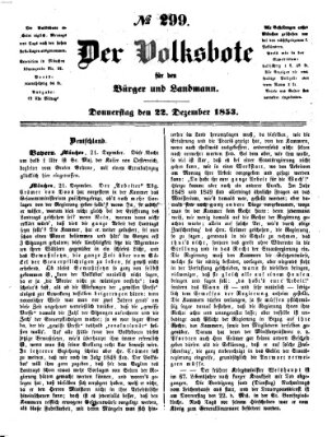 Der Volksbote für den Bürger und Landmann Donnerstag 22. Dezember 1853