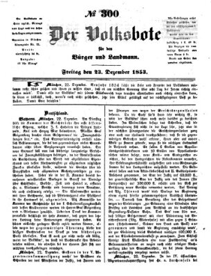 Der Volksbote für den Bürger und Landmann Freitag 23. Dezember 1853