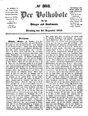 Der Volksbote für den Bürger und Landmann Dienstag 27. Dezember 1853