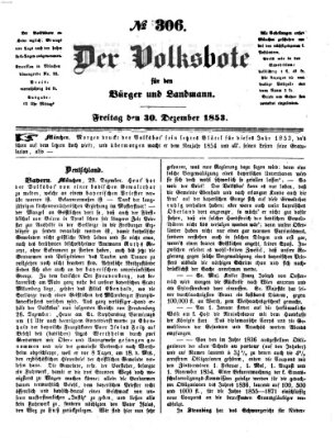 Der Volksbote für den Bürger und Landmann Freitag 30. Dezember 1853