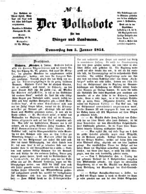 Der Volksbote für den Bürger und Landmann Donnerstag 5. Januar 1854