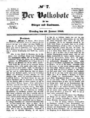 Der Volksbote für den Bürger und Landmann Dienstag 10. Januar 1854