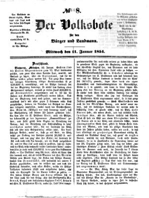 Der Volksbote für den Bürger und Landmann Mittwoch 11. Januar 1854