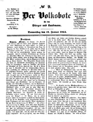 Der Volksbote für den Bürger und Landmann Donnerstag 12. Januar 1854