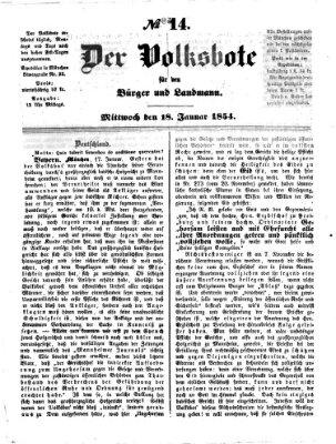 Der Volksbote für den Bürger und Landmann Mittwoch 18. Januar 1854