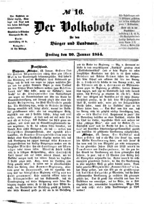 Der Volksbote für den Bürger und Landmann Freitag 20. Januar 1854