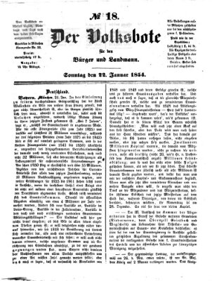 Der Volksbote für den Bürger und Landmann Sonntag 22. Januar 1854