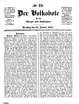 Der Volksbote für den Bürger und Landmann Dienstag 24. Januar 1854