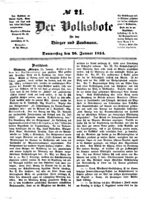 Der Volksbote für den Bürger und Landmann Donnerstag 26. Januar 1854