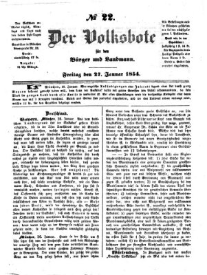 Der Volksbote für den Bürger und Landmann Freitag 27. Januar 1854