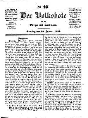 Der Volksbote für den Bürger und Landmann Samstag 28. Januar 1854