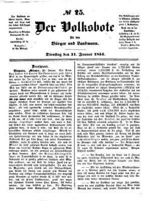 Der Volksbote für den Bürger und Landmann Dienstag 31. Januar 1854