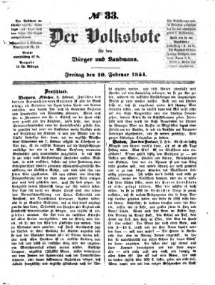 Der Volksbote für den Bürger und Landmann Freitag 10. Februar 1854