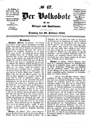 Der Volksbote für den Bürger und Landmann Sonntag 26. Februar 1854