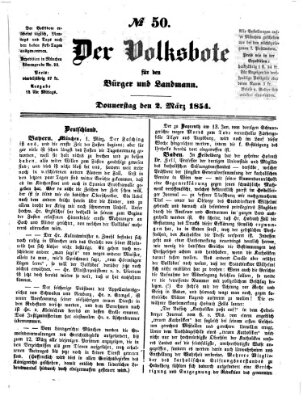 Der Volksbote für den Bürger und Landmann Donnerstag 2. März 1854