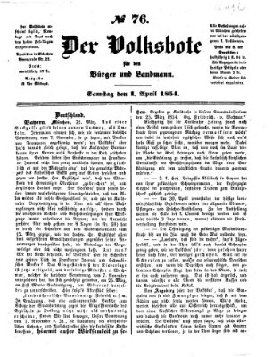 Der Volksbote für den Bürger und Landmann Samstag 1. April 1854