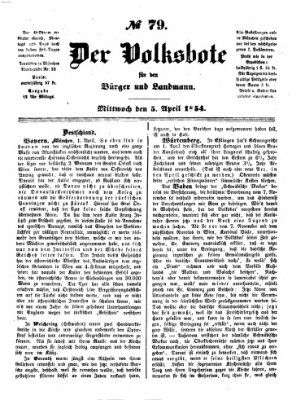 Der Volksbote für den Bürger und Landmann Mittwoch 5. April 1854