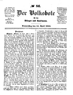 Der Volksbote für den Bürger und Landmann Donnerstag 13. April 1854